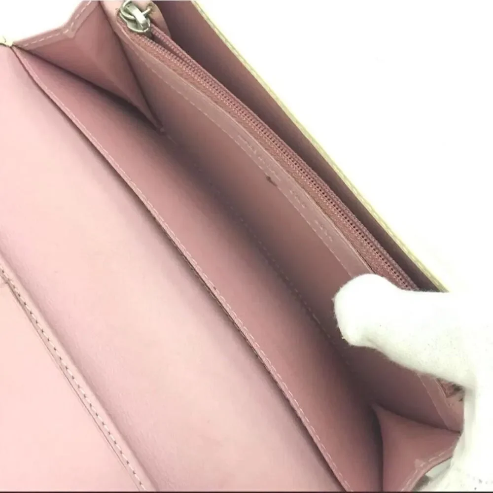 Christian Dior Trotter Rhinestone PVC Leather Long Bifold Wallet /1J2138